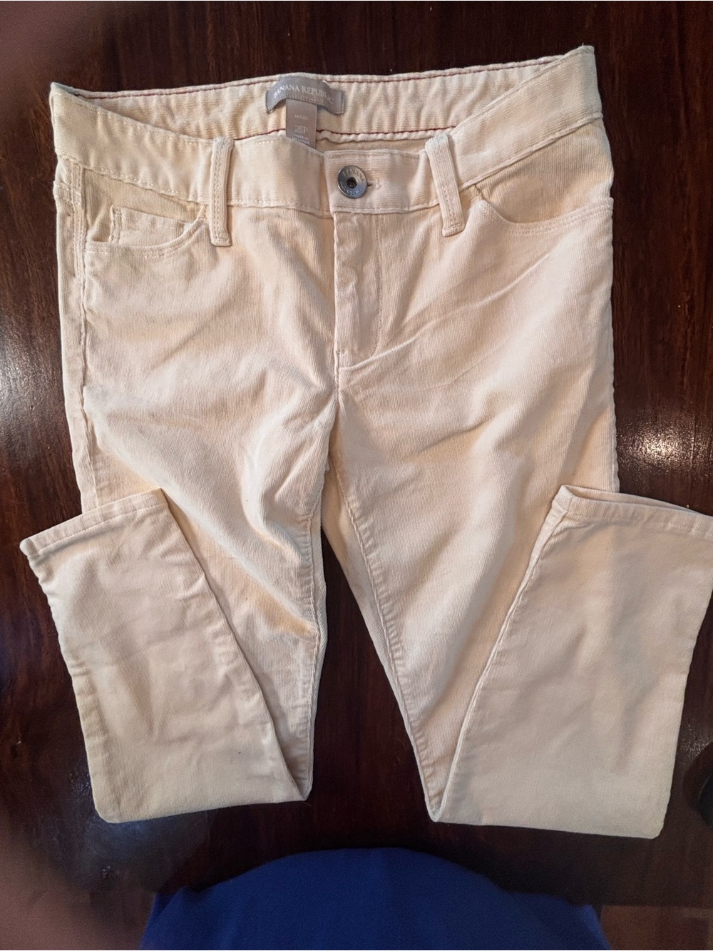 Banana Republic Women’s Petite ivory Corduroy Skinny Pants Slim Mid Rise 25P